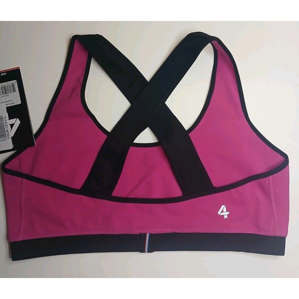 4 FOURLAPS Womens Sports Bra Sz L Lot Of 3 Fuchsia Coral Aqua NWT $184 - Picture 4 of 16